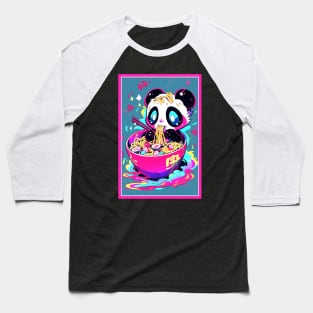 Anime Cute Panda eating Ramen | Cute Anime Panda Kawaii Design Baseball T-Shirt